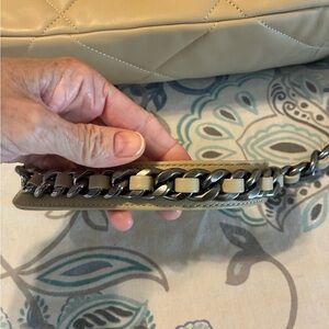 Beige Shoulder Bag with Chain Strap